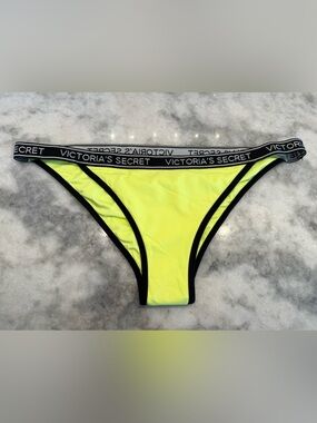 Victoria’s Secret Neon Yellow Logo Waist Bikini Bottom Size L